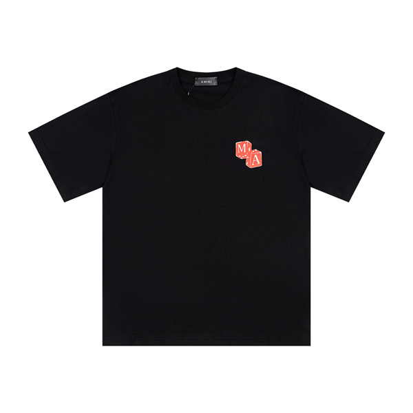 ダイスロゴ 半袖 メンズ バックプリント ワンポイント刺繍 ワイドシルエット AMIRI アミリ コピー Tシャツ ストリートカジュアル 人気トップス