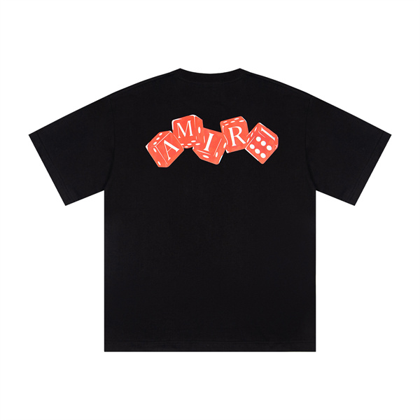 ダイスロゴ 半袖 メンズ バックプリント ワンポイント刺繍 ワイドシルエット AMIRI アミリ コピー Tシャツ ストリートカジュアル 人気トップス