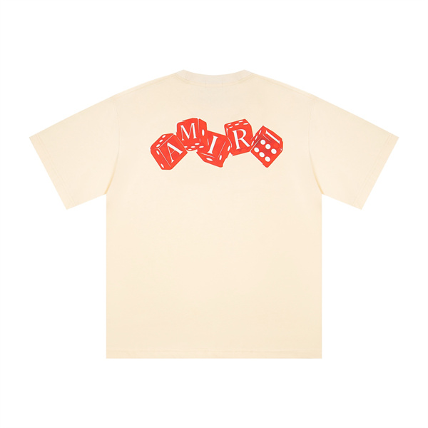 ダイスロゴ 半袖 メンズ バックプリント ワンポイント刺繍 ワイドシルエット AMIRI アミリ コピー Tシャツ ストリートカジュアル 人気トップス