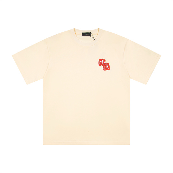 ダイスロゴ 半袖 メンズ バックプリント ワンポイント刺繍 ワイドシルエット AMIRI アミリ コピー Tシャツ ストリートカジュアル 人気トップス
