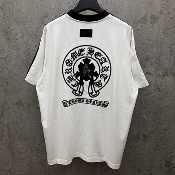 CHROME HEARTS クロムハーツ バックグラフィック 半袖Tシャツ ラインデザイン クルーネック オーバーサイズ