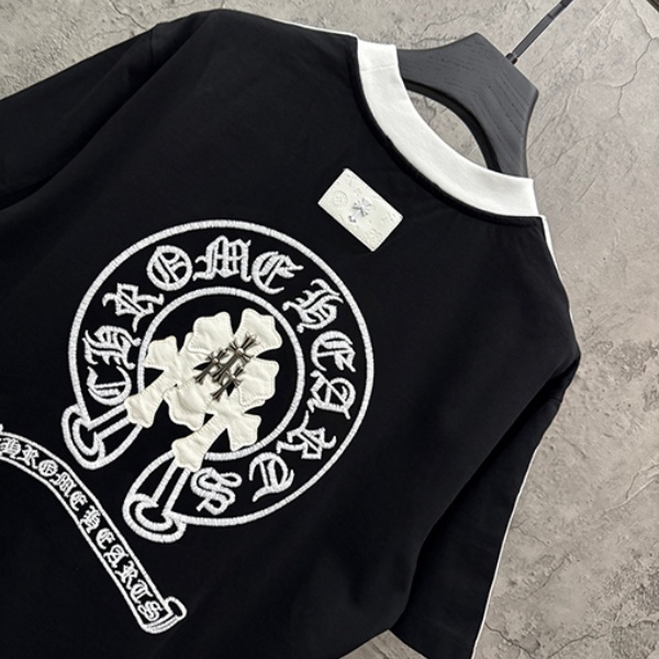 CHROME HEARTS クロムハーツ バックグラフィック 半袖Tシャツ ラインデザイン クルーネック オーバーサイズ