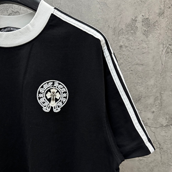 CHROME HEARTS クロムハーツ バックグラフィック 半袖Tシャツ ラインデザイン クルーネック オーバーサイズ