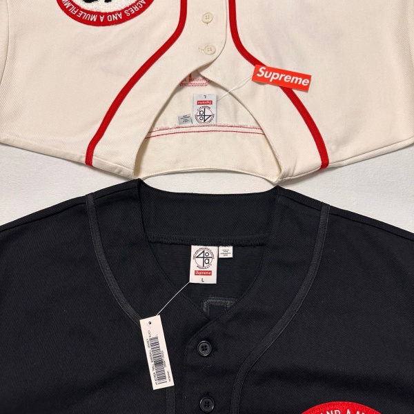 Supreme シュプリーム 40 Acres Baseball Jersey ベースボールシャツ ワッペン刺繍 ナンバーロゴ オーバーサイズ