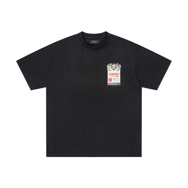 AMIRI アミリ コピー Tシャツ ポスターグラフィック メンズ 半袖 バックプリント アートラベル柄 春夏コーデ 上質カジュアル 注目トップス