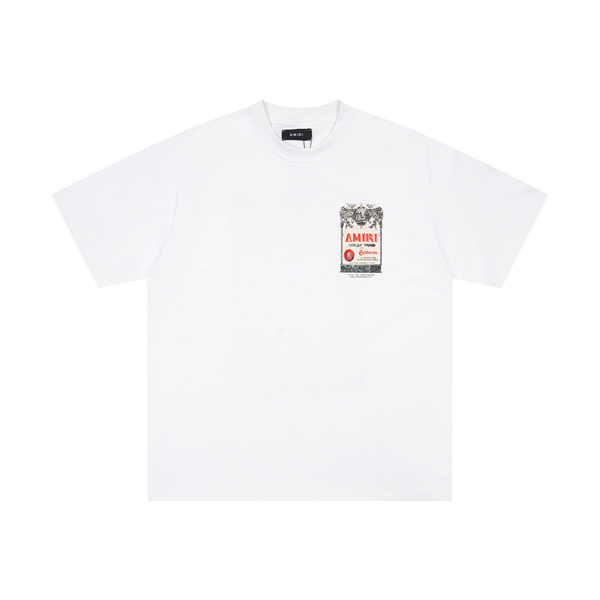AMIRI アミリ コピー Tシャツ ポスターグラフィック メンズ 半袖 バックプリント アートラベル柄 春夏コーデ 上質カジュアル 注目トップス