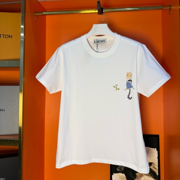 LOEWE ロエベ アナグラム キャラクタープリントTシャツ 高密度コットン 立体表現 デイリー カジュアル 売れ筋 ユニセックス