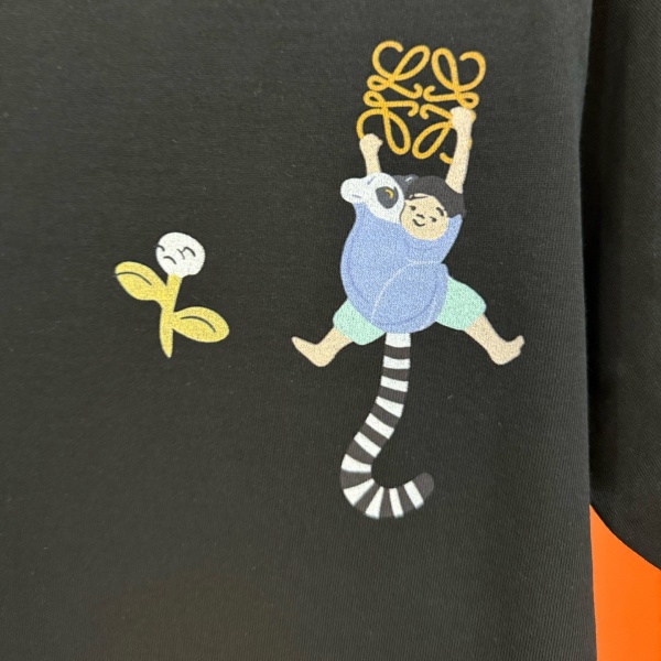 LOEWE ロエベ アナグラム キャラクタープリントTシャツ 高密度コットン 立体表現 デイリー カジュアル 売れ筋 ユニセックス