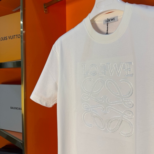 LOEWE ロエベ クラシックアナグラム 刺繍デザインTシャツ コットン半袖 ファッション 売れ筋 快適フィット