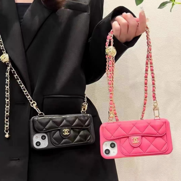 CHANEL コピー シャネル コピー チェーンストラップ付きスマホケース カード収納 ショルダー対応 ツイード調