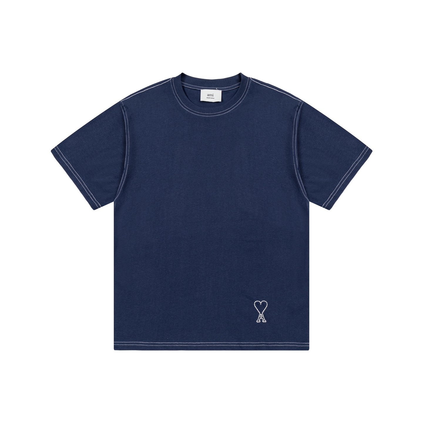 AMI アミ コピー 半袖Tシャツ ワイドシルエット ハート刺繍 控えめワン 
