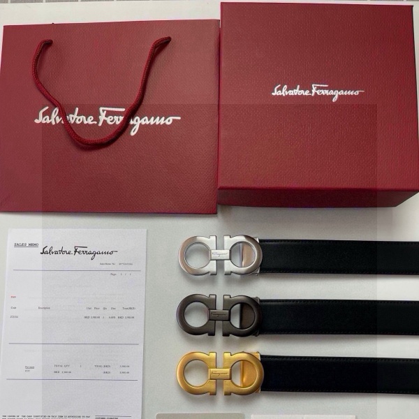 Ferragamo フェラガモ ダブルガンチーニベルト ビジネス対応 上品バックル 人気レザーベルト