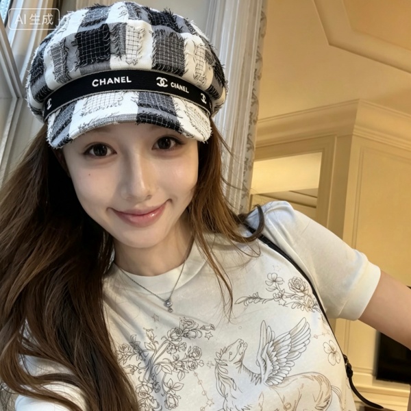 CHANEL シャネル風 ツイードチェック キャスケット レディース 小顔