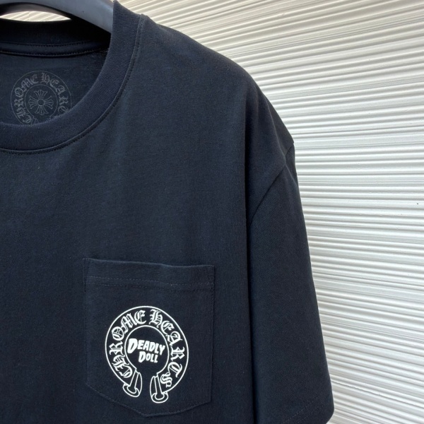 Chrome Hearts クロムハーツ Deadly Doll 半袖Tシャツ 胸ポケットデザイン バックプリント 主役級 オーバーサイズ 人気上昇中 ストリート系 男女兼用