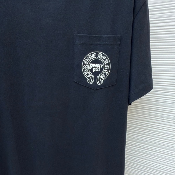 Chrome Hearts クロムハーツ Deadly Doll 半袖Tシャツ 胸ポケットデザイン バックプリント 主役級 オーバーサイズ 人気上昇中 ストリート系 男女兼用