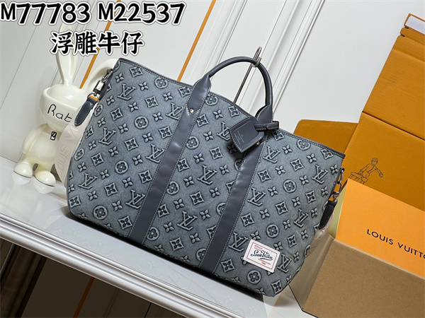 ボストンバッグ モノグラムエンボス デニム調 LOUIS VUITTON ルイ