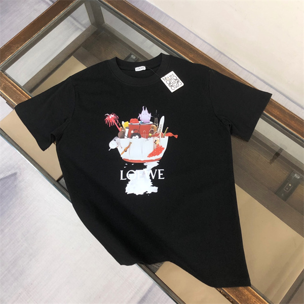 グラフィックプリント ロゴ入り LOEWE ロエベ コピー 半袖Tシャツ 