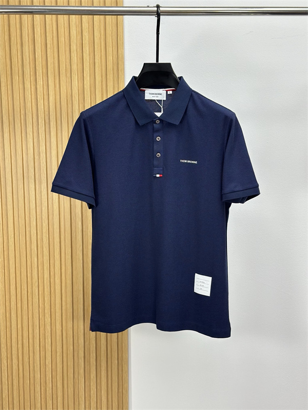 THOM BROWNE ネイビー ポロシャツ ネイビー系 クラシックフィット 旬顔 THOM BROWNE トムブラウン コピー