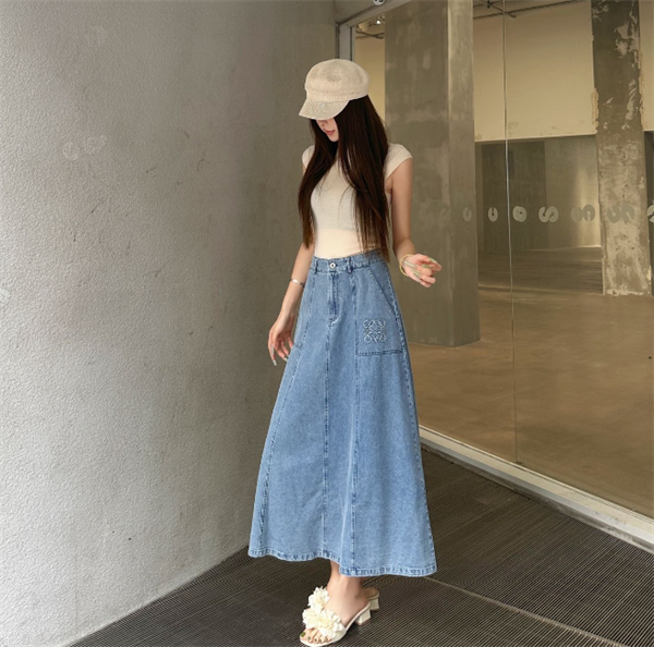 お洒落26SS☆☆LOEWE ロエベデニムロングスカートファッション性抜群使い勝手