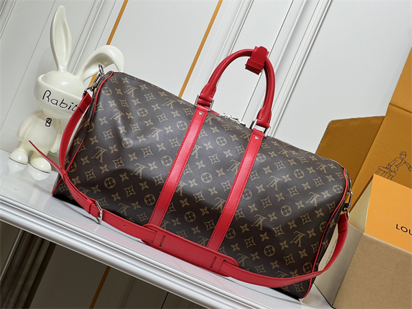 モノグラム 話題入り レッドアクセント LOUIS VUITTON ルイヴィトン コピー バッグ キーポル風 旅行対応 大容量スタイル