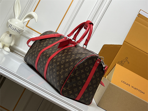 モノグラム 話題入り レッドアクセント LOUIS VUITTON ルイヴィトン コピー バッグ キーポル風 旅行対応 大容量スタイル