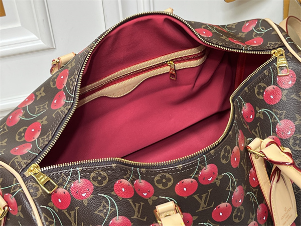 チェリー柄 選ばれやすい ダッフルスタイル 大容量 トラベル対応 LOUIS VUITTON ルイヴィトン コピー バッグ