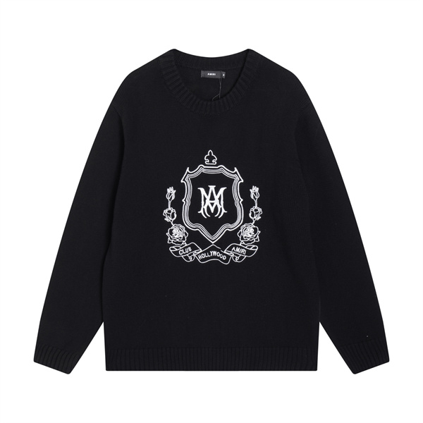 クラシックエンブレム刺繍 クルーネック モードクラシカル AMIRI アミリ コピー ニット こなれ見え 上質ストリート