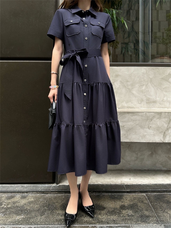 上質フェミニン ティアードロングワンピース 軽やか素材 DIOR ディオール コピー ワンピース きれいめスタイル 都会的モード感