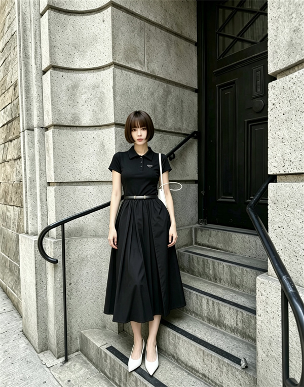 売れ筋 フレアワンピース エレガント 上品カジュアル PRADA プラダ コピー ワンピース スタイルアップ