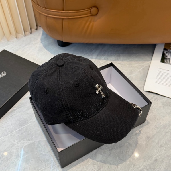 Chrome Hearts クロムハーツ 2026新作 クロスモチーフヴィンテージダメージベースボールキャップ メタルリング付き ユニセックス 人気