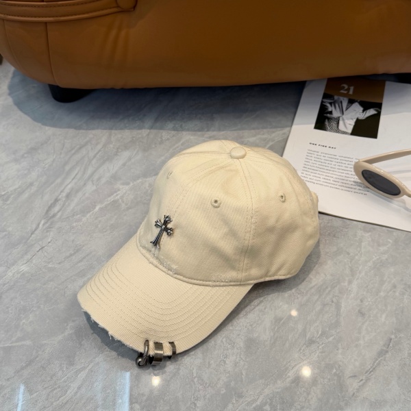 Chrome Hearts クロムハーツ 2026新作 クロスモチーフヴィンテージダメージベースボールキャップ メタルリング付き ユニセックス 人気