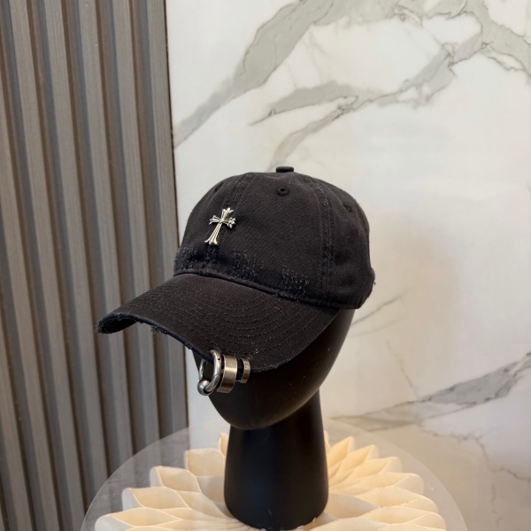 Chrome Hearts クロムハーツ 2026新作 クロスモチーフヴィンテージダメージベースボールキャップ メタルリング付き ユニセックス 人気