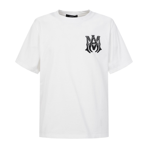 AMIRI アミリ 2026新作 ラインストーン ロゴプリント 半袖Tシャツ コットン クルーネック オーバーサイズ 人気