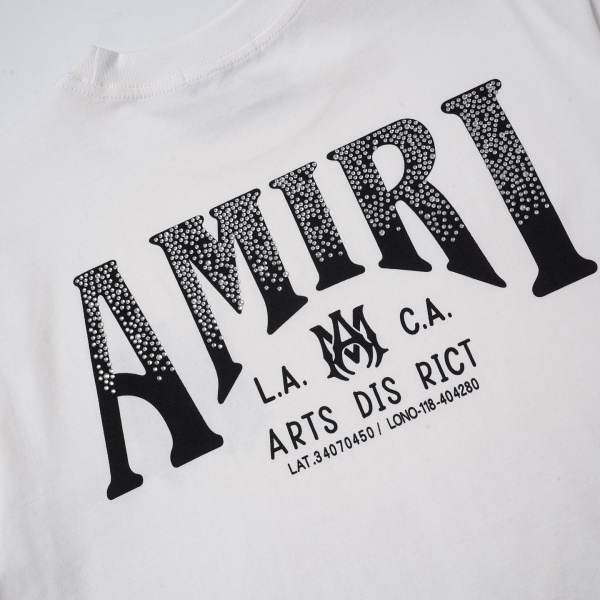 AMIRI アミリ 2026新作 ラインストーン ロゴプリント 半袖Tシャツ コットン クルーネック オーバーサイズ 人気