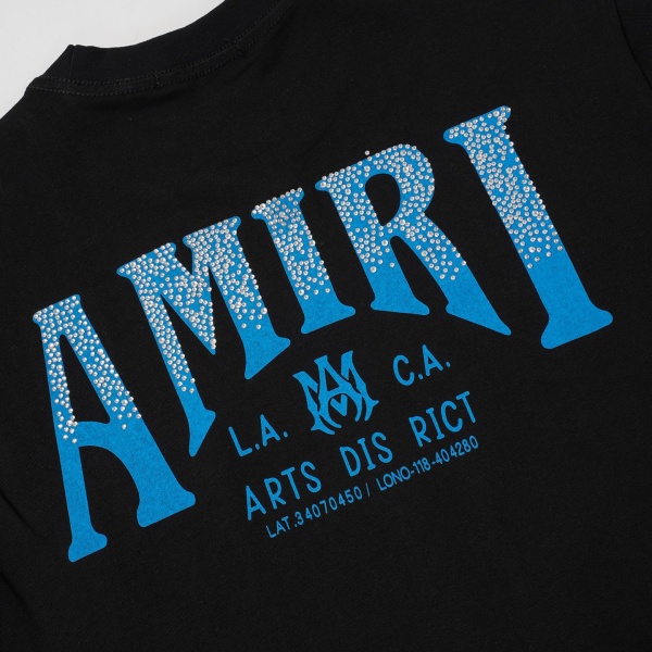 AMIRI アミリ 2026新作 ラインストーン ロゴプリント 半袖Tシャツ コットン クルーネック オーバーサイズ 人気