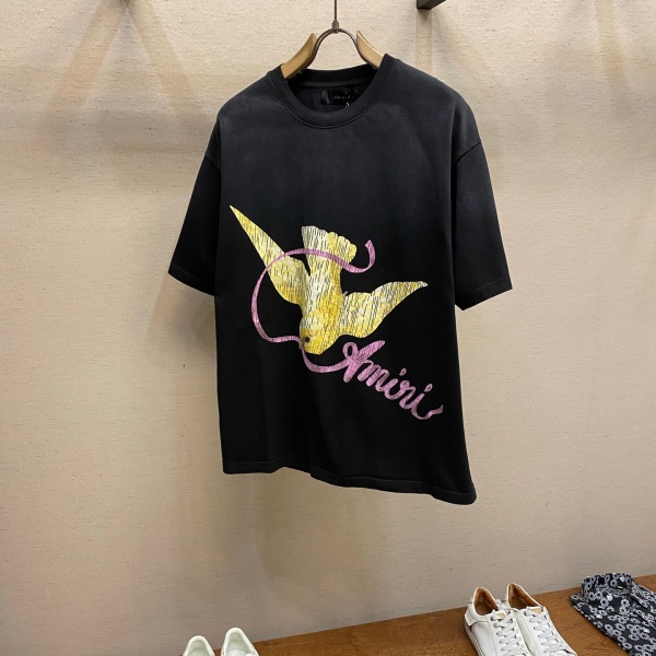 AMIRI アミリ 2026新作 バードグラフィック 半袖Tシャツ ヘビーウェイト コットン オーバーサイズ ユニセックス