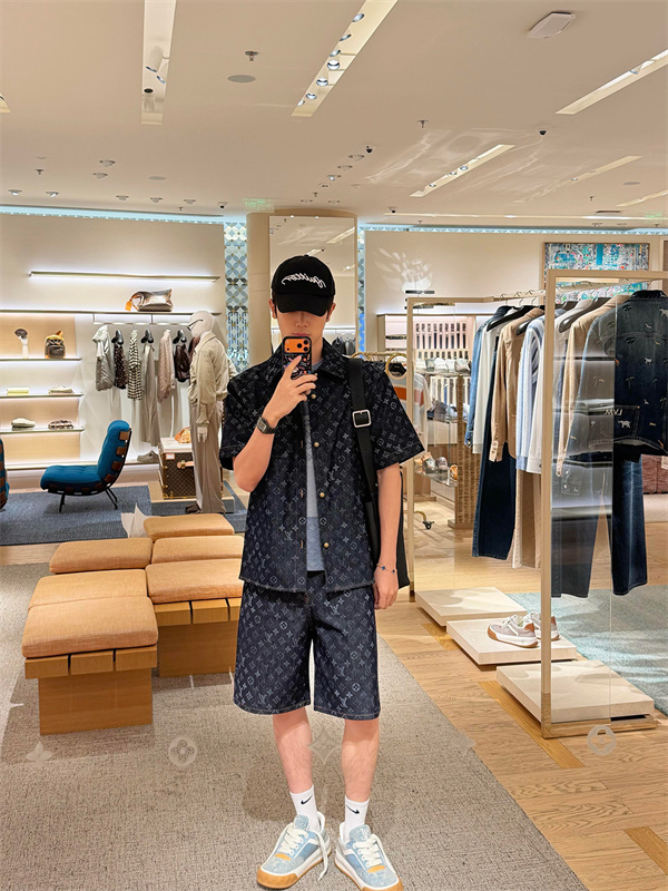モノグラムデニム シグネチャーパターン カジュアルショーツ LOUIS VUITTON ルイヴィトン コピー ハーフパンツ ストリートスタイル対応