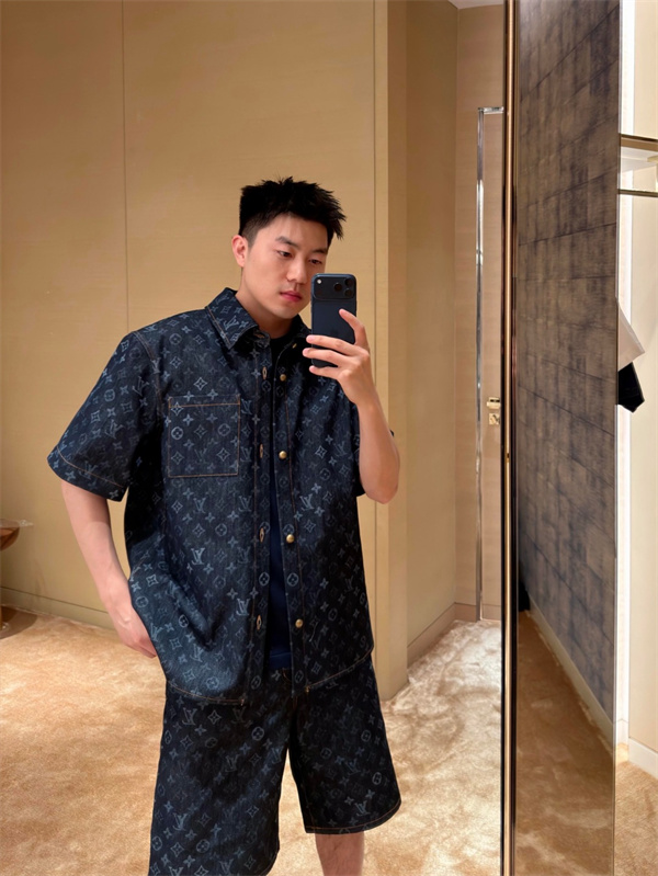 モノグラムデニム シグネチャーパターン カジュアルショーツ LOUIS VUITTON ルイヴィトン コピー ハーフパンツ ストリートスタイル対応