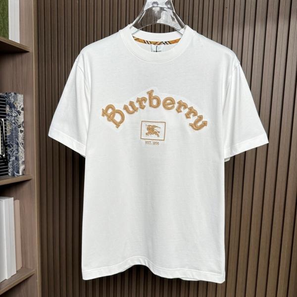 BURBERRY バーバリー ロゴ刺繍Tシャツ アーチロゴ エンブレム刺繍 クルーネック 半袖 コットン カジュアル メンズ レディース