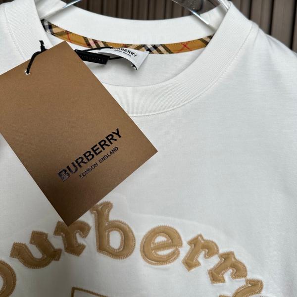 BURBERRY バーバリー ロゴ刺繍Tシャツ アーチロゴ エンブレム刺繍 クルーネック 半袖 コットン カジュアル メンズ レディース