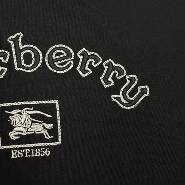 BURBERRY バーバリー ロゴ刺繍Tシャツ アーチロゴ ナイトエンブレム刺繍 クルーネック 半袖 コットン カジュアル ペア対応 メンズ レディース