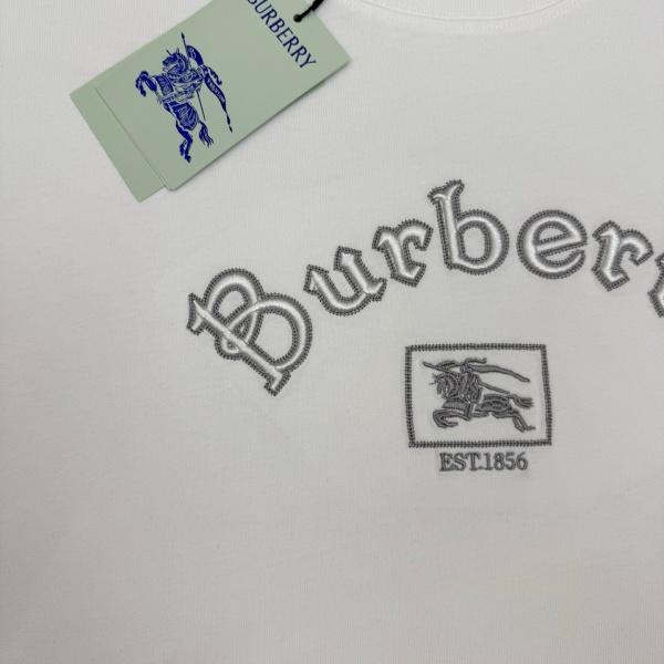 BURBERRY バーバリー ロゴ刺繍Tシャツ アーチロゴ ナイトエンブレム刺繍 クルーネック 半袖 コットン カジュアル ペア対応 メンズ レディース