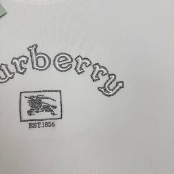 BURBERRY バーバリー ロゴ刺繍Tシャツ アーチロゴ ナイトエンブレム刺繍 クルーネック 半袖 コットン カジュアル ペア対応 メンズ レディース
