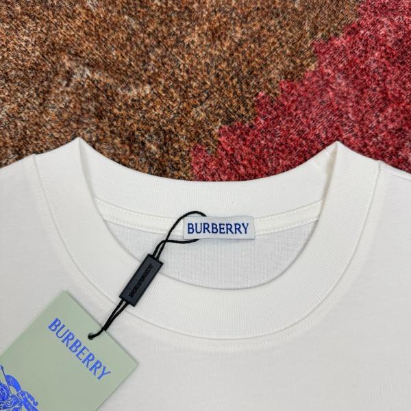 BURBERRY バーバリー ロゴ刺繍Tシャツ アーチロゴ ナイトエンブレム刺繍 クルーネック 半袖 コットン カジュアル ペア対応 メンズ レディース
