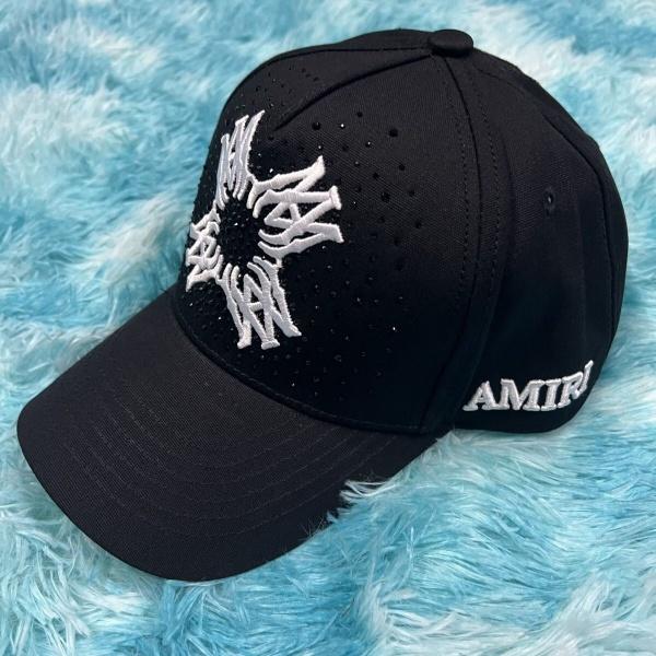 AMIRI アミリ スターモノグラム刺繍 キャップ ラインストーンアクセント 立体エンブロイダリー カジュアルストリート フリーサイズ