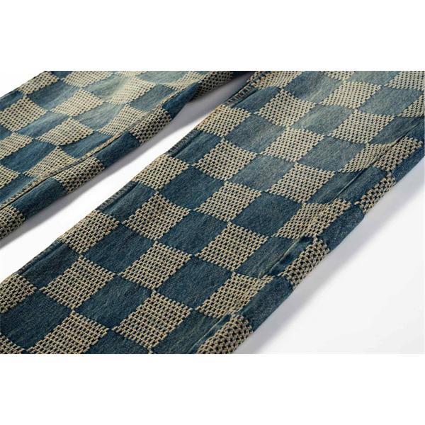 ダミエ柄 メンズ 総柄デザイン 着映え ストリートファッション LOUIS VUITTON ルイヴィトン コピー デニムパンツ
