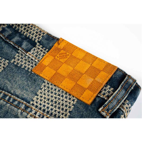 ダミエ柄 メンズ 総柄デザイン 着映え ストリートファッション LOUIS VUITTON ルイヴィトン コピー デニムパンツ