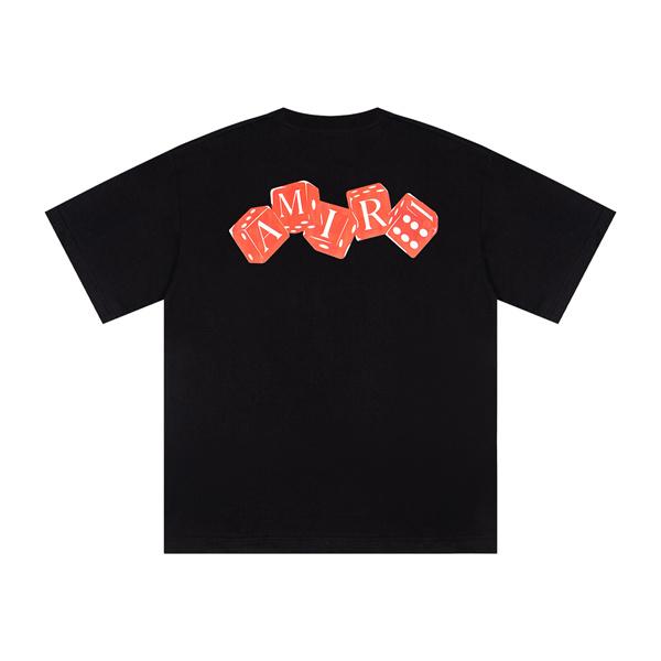 ダイスロゴ 半袖 メンズ バックプリント ワンポイント刺繍 ワイドシルエット AMIRI アミリ コピー Tシャツ ストリートカジュアル 人気トップス