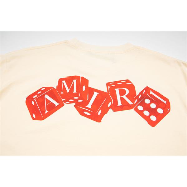 ダイスロゴ 半袖 メンズ バックプリント ワンポイント刺繍 ワイドシルエット AMIRI アミリ コピー Tシャツ ストリートカジュアル 人気トップス