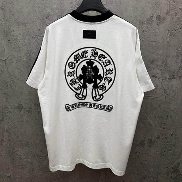 CHROME HEARTS クロムハーツ バックグラフィック 半袖Tシャツ ラインデザイン クルーネック オーバーサイズ